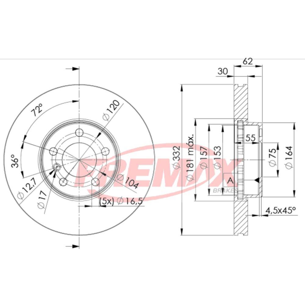 Disco Freio Dianteiro Bmw X5 2001 2016 Fremax Bd1985