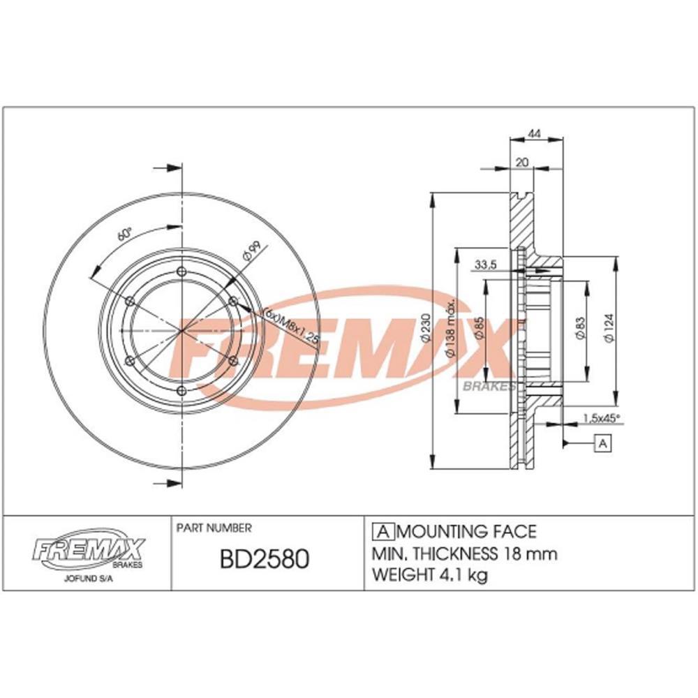 Disco De Freio Diant Belina Del Rey Pampa Fremax Bd2580