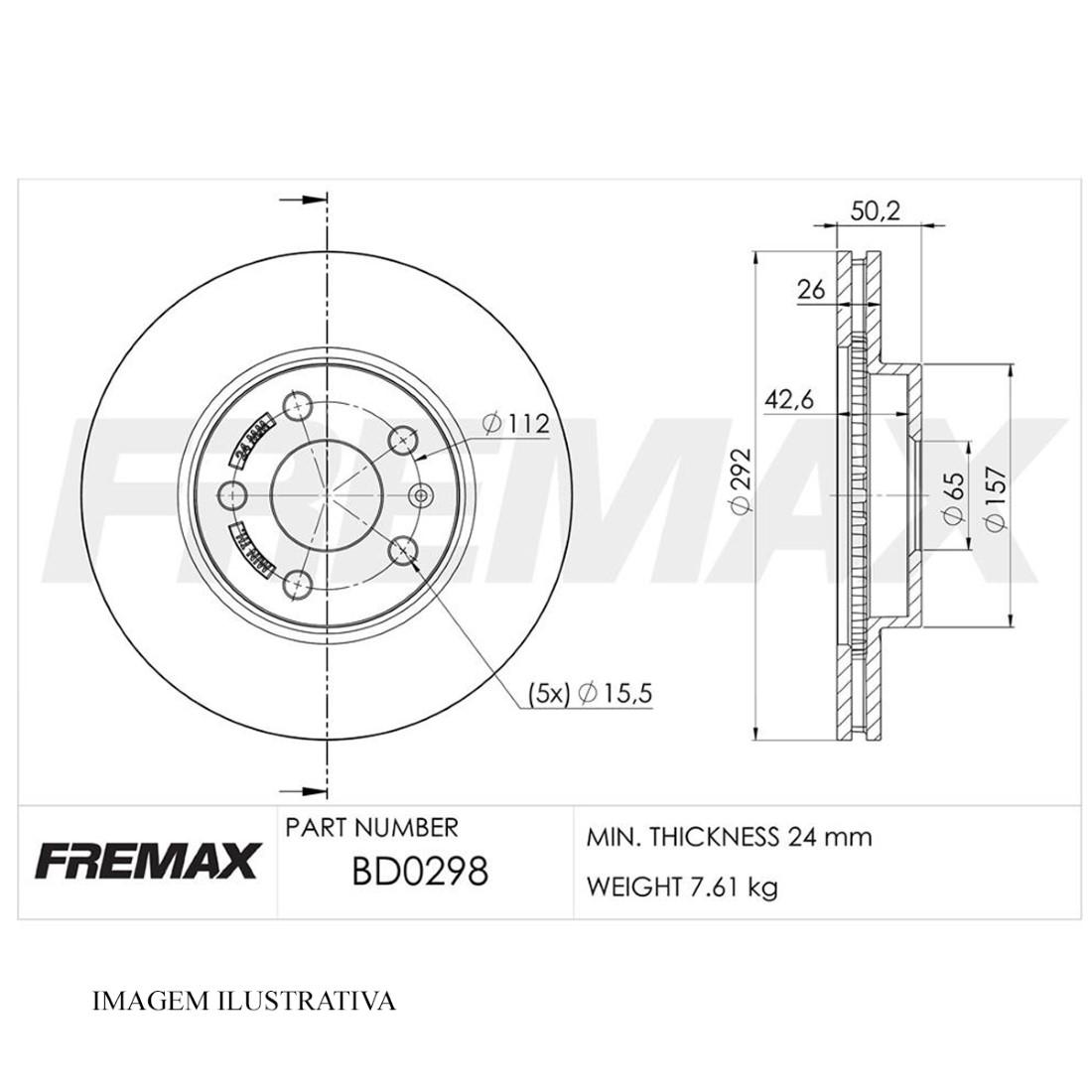 Disco Freio Dianteiro Ford Territory 20/22 Fremax Bd0298