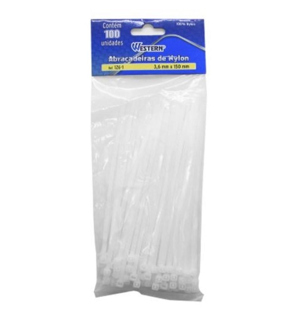 Abracadeiras De Nylon Branco 3,6X150Mm 100 Unid Western 1261