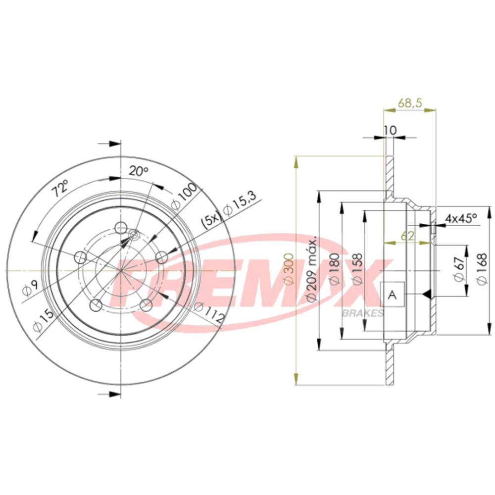 Disco Freio Traseiro Mercedes Benz E240 E250 E320 E350 E500 Fremax Bd0413