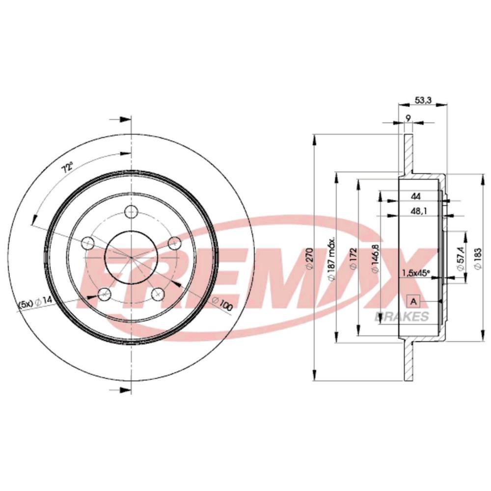 Disco Freio Traseiro Chrysler Pt Cruiser Sebring Stratus Fremax Bd6433