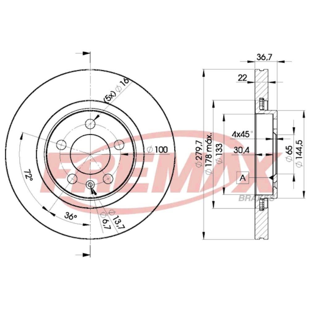 Disco De Freio Diant Vw Golf Polo Bora Audi A3 Fremax Bd5603