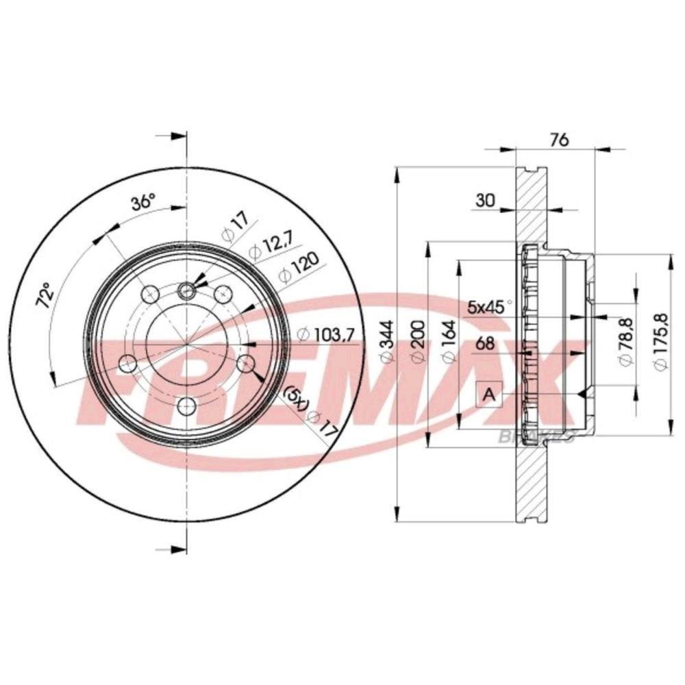 Disco Freio Dianteiro Land Rover Range Rover 4.4 4.6 2002/2005 Fremax Bd2207