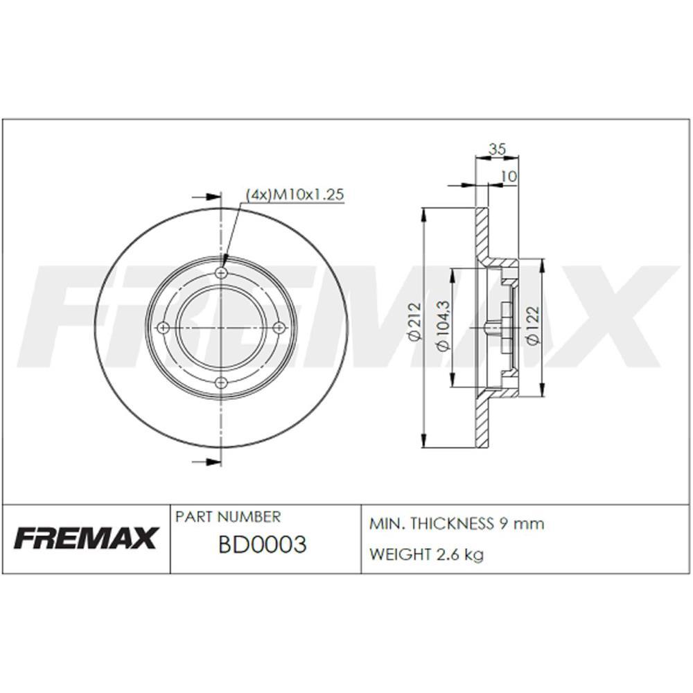 Disco De Freio Par Dianteiro Towner 1993 Fremax Bd0003