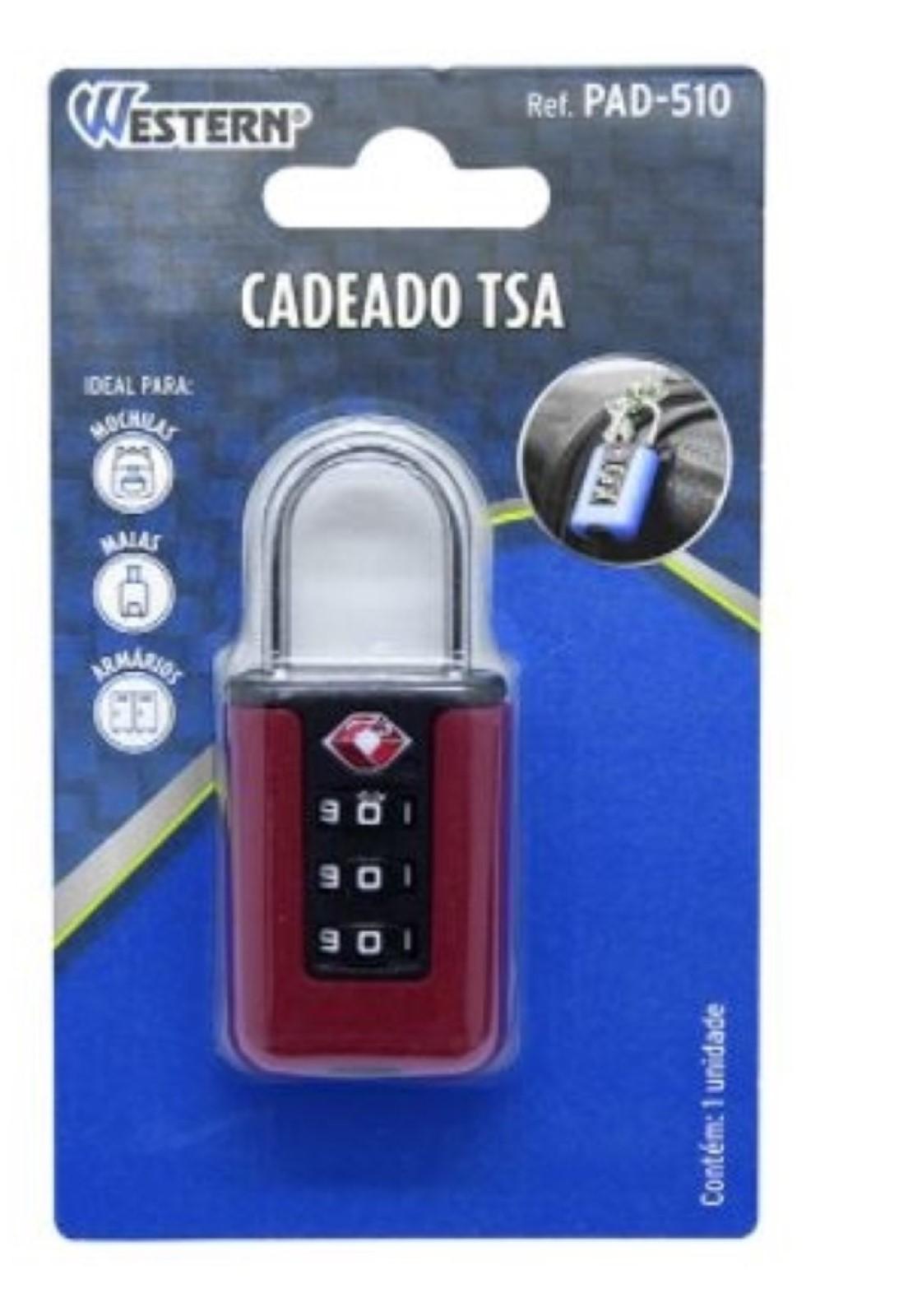 Cadeado Com Segredo Tsa 30Mm 3 Digitos Western Pad510