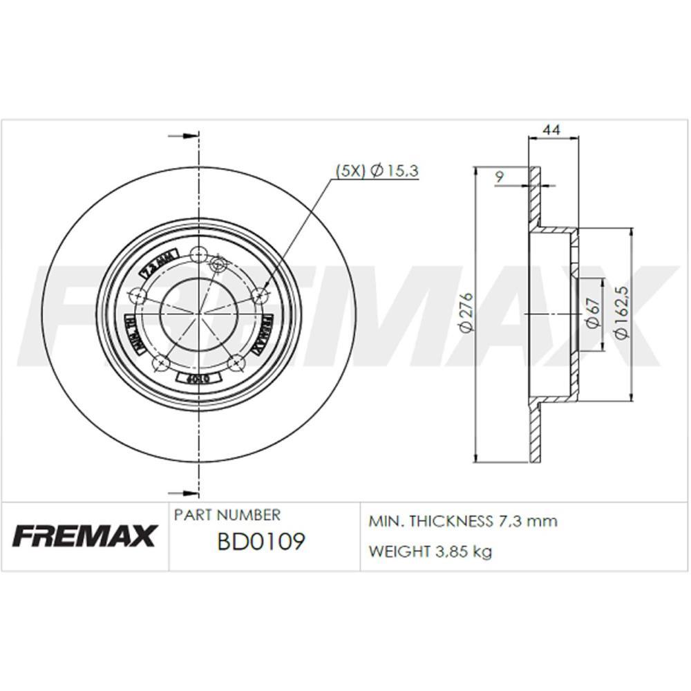 Disco Freio Traseiro Mercedes Benz A200 A250 B200 Fremax Bd0109
