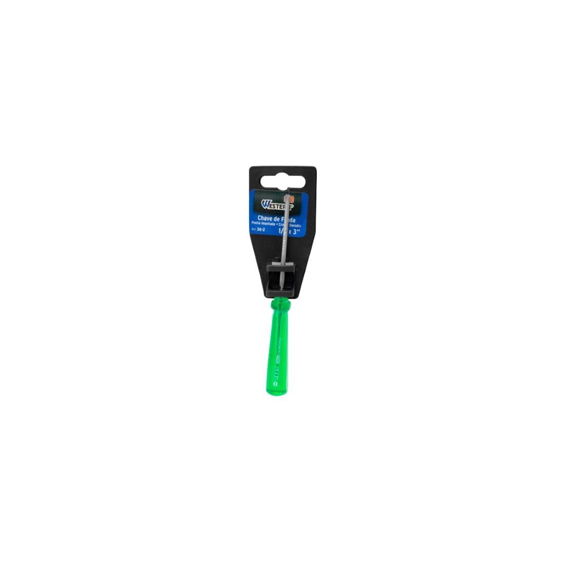 Chave Fenda Verde 1/8X3" Ponta Iamantada 14,7Cm Western 36-2