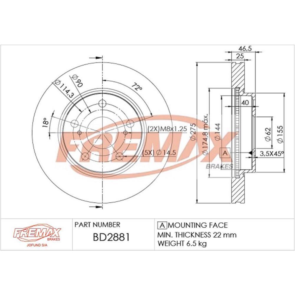 Disco Freio Dianteiro Toyota Prius Rav4 Fremax Bd2881