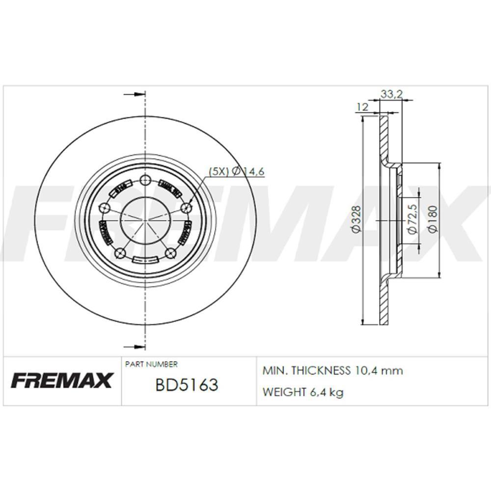 Disco Freio Traseiro Town & Country Dodge Journey Fiat Freemont Fremax Bd5163
