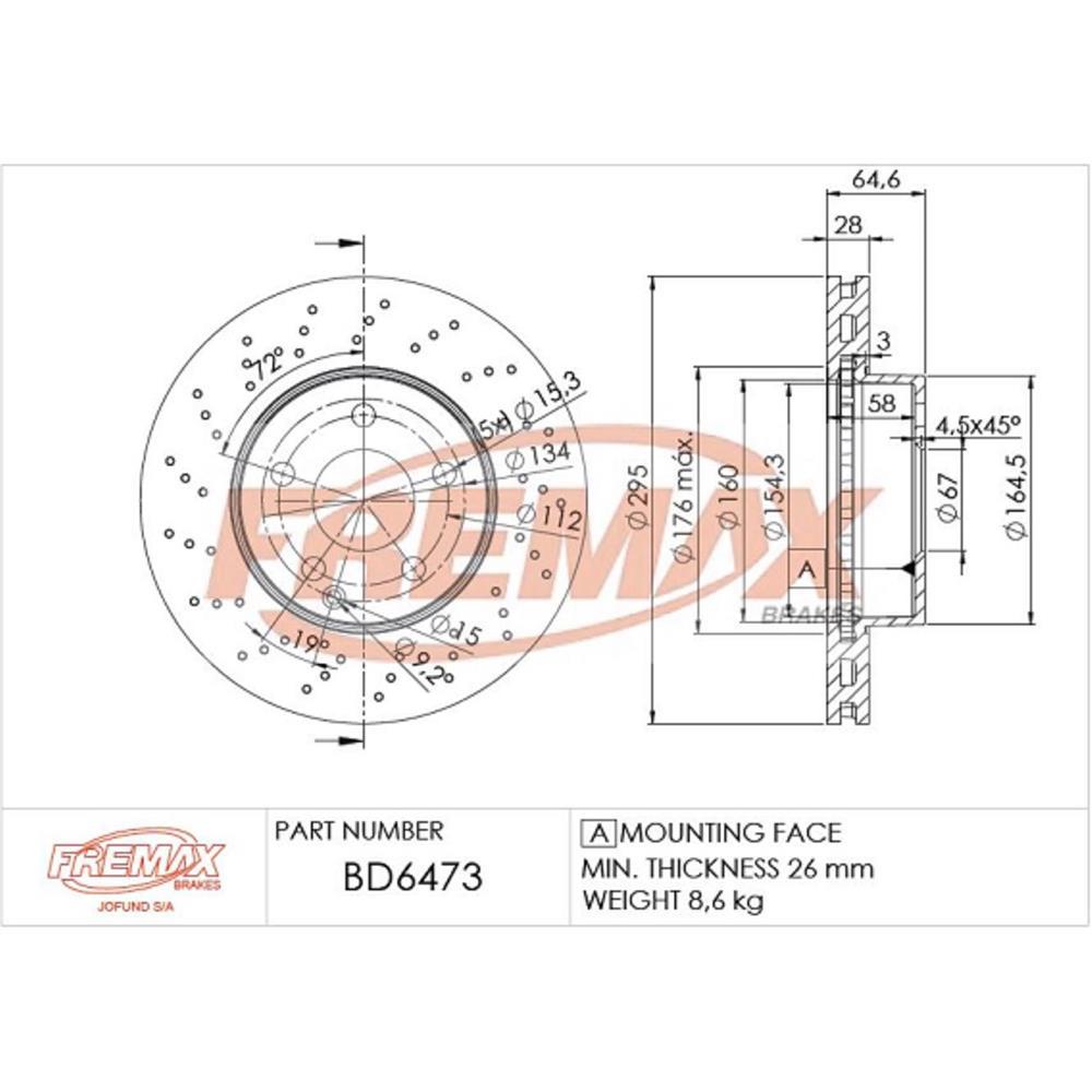 Disco De Freio Diant Mb C180 C200 C230 C250 Fremax Bd6473