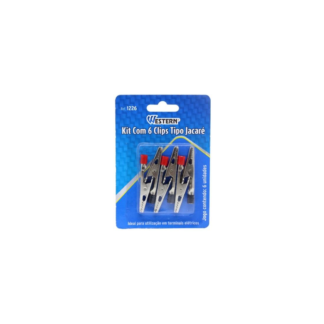 Clips Terminal Eletrico Tipo Jacare 6 Pecas Western 1226