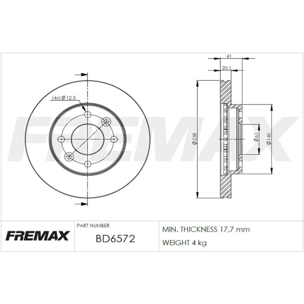 Disco De Freio Dianteiro Renault Clio Kangoo Megane R19 R21 Symbol Fremax Bd6572