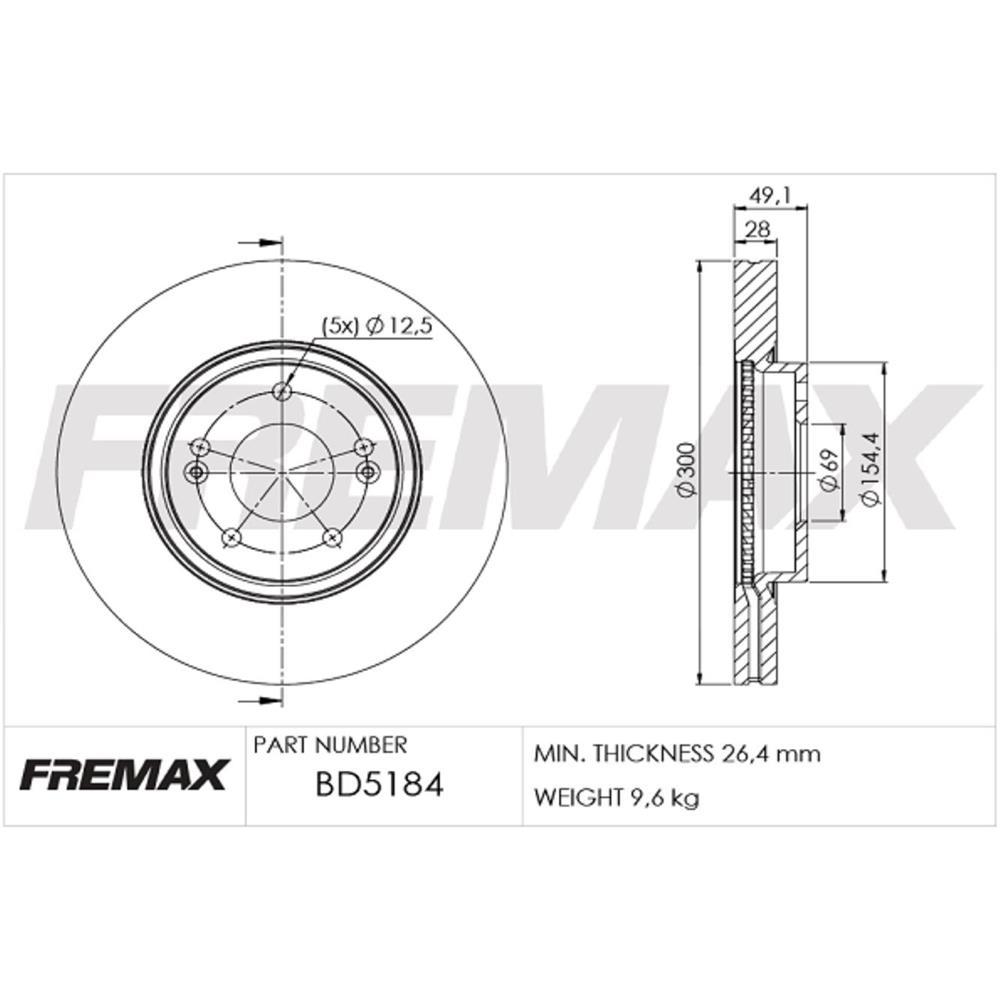 Disco Freio Dianteiro Kia Sorento Fremax Bd5184