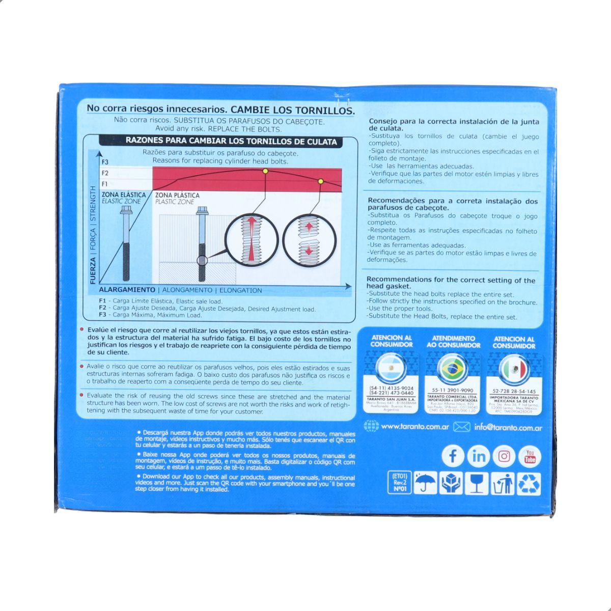 Kit Parafuso Cabecote Escort 1.8 2.0 100Mm Taranto B320300
