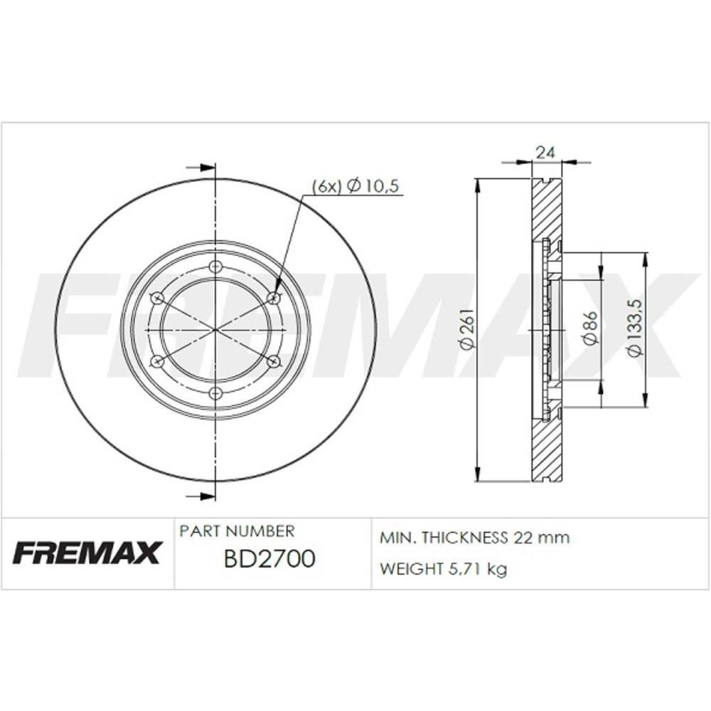 Disco De Freio Diant Kia Bongo K2500 K2700 Fremax Bd2700