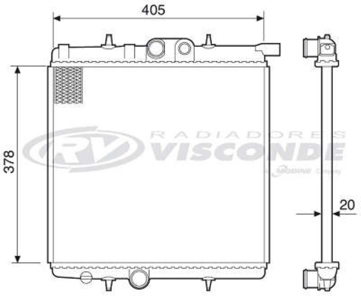 Radiador 206 1.0 1999/ Sem Ar Condicionado Visconde Rv2750