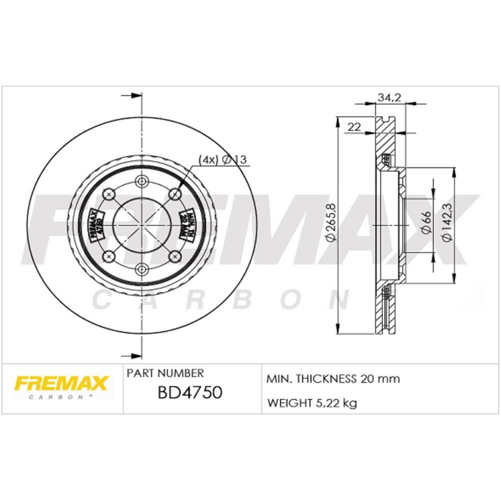 Disco De Freio Diant Xsara C3 206 207 208 Fremax Bd4750