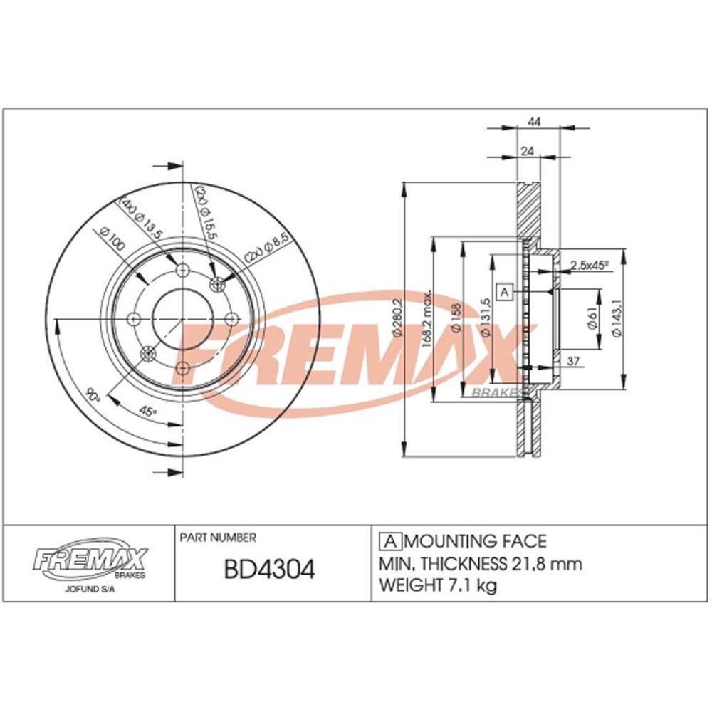 Disco De Freio Diant Laguna Megane Scenic Fremax Bd4304