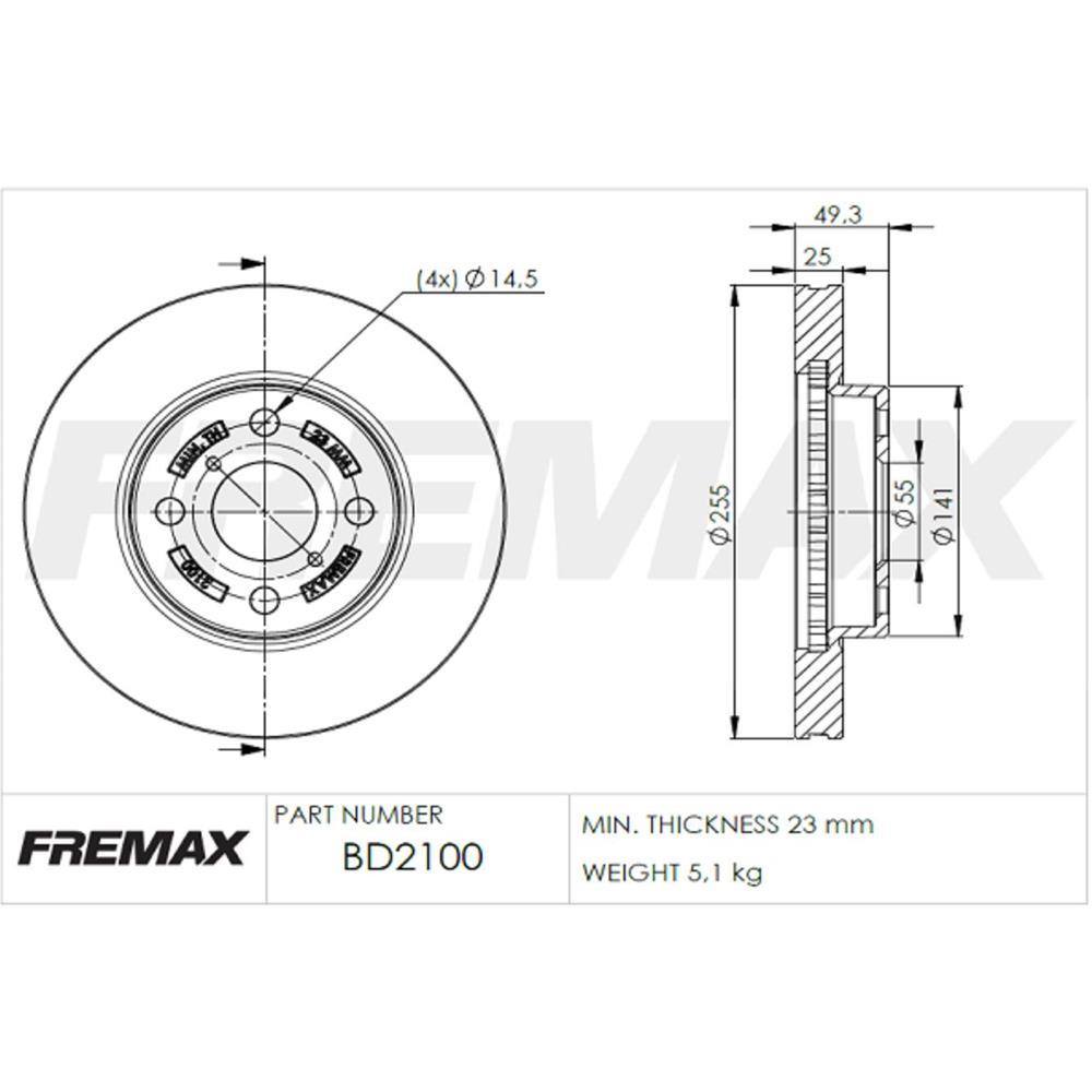 Disco De Freio Diant Toyota Corolla Fielder Fremax Bd2100