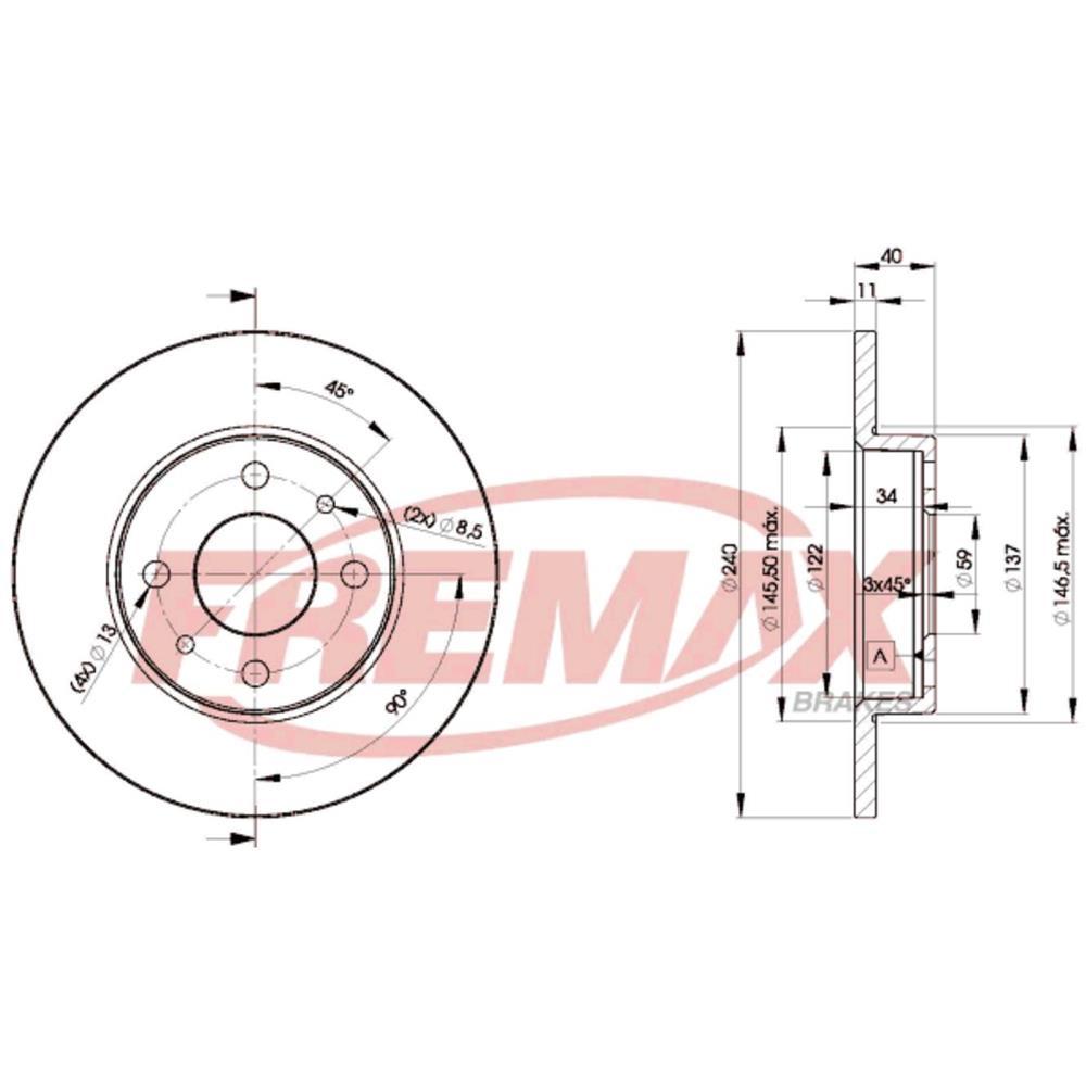 Disco De Freio Par Tras Alfa Romeo 145 Tipo Fremax Bd3465