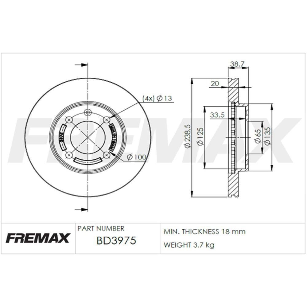 Disco De Freio Diant Gol Golf Parati Passat Fremax Bd3975