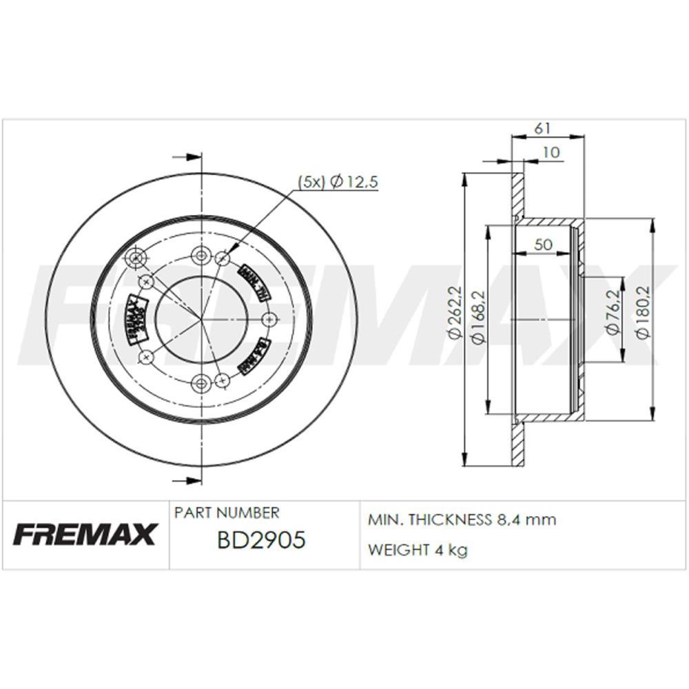 Disco De Freio Par Tras Sonata Tucson Sportage Fremax Bd2905