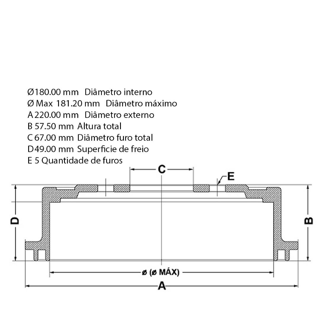 Tambor Freio Traseiro Mercedes Benz A160 A190 Fremax Bd0114