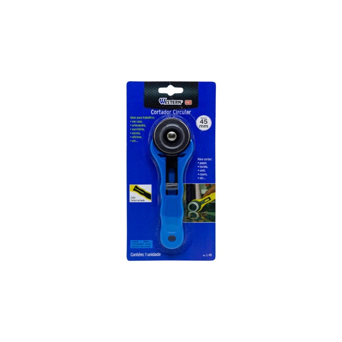 Cortador Circular Artesanato 45Mm Azul Western L45