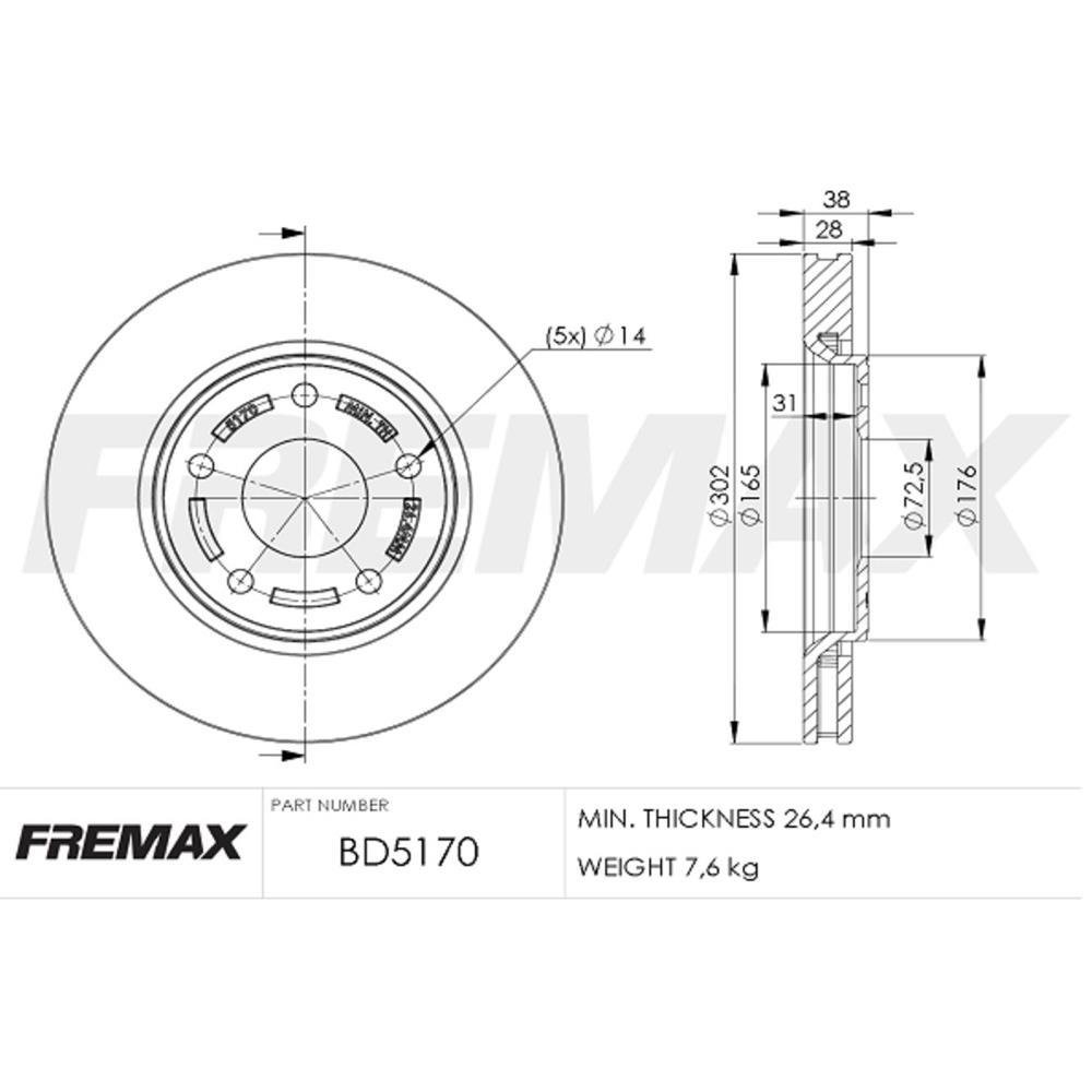 Disco De Freio Dianteiro Fiat Freemont Fremax Bd5170