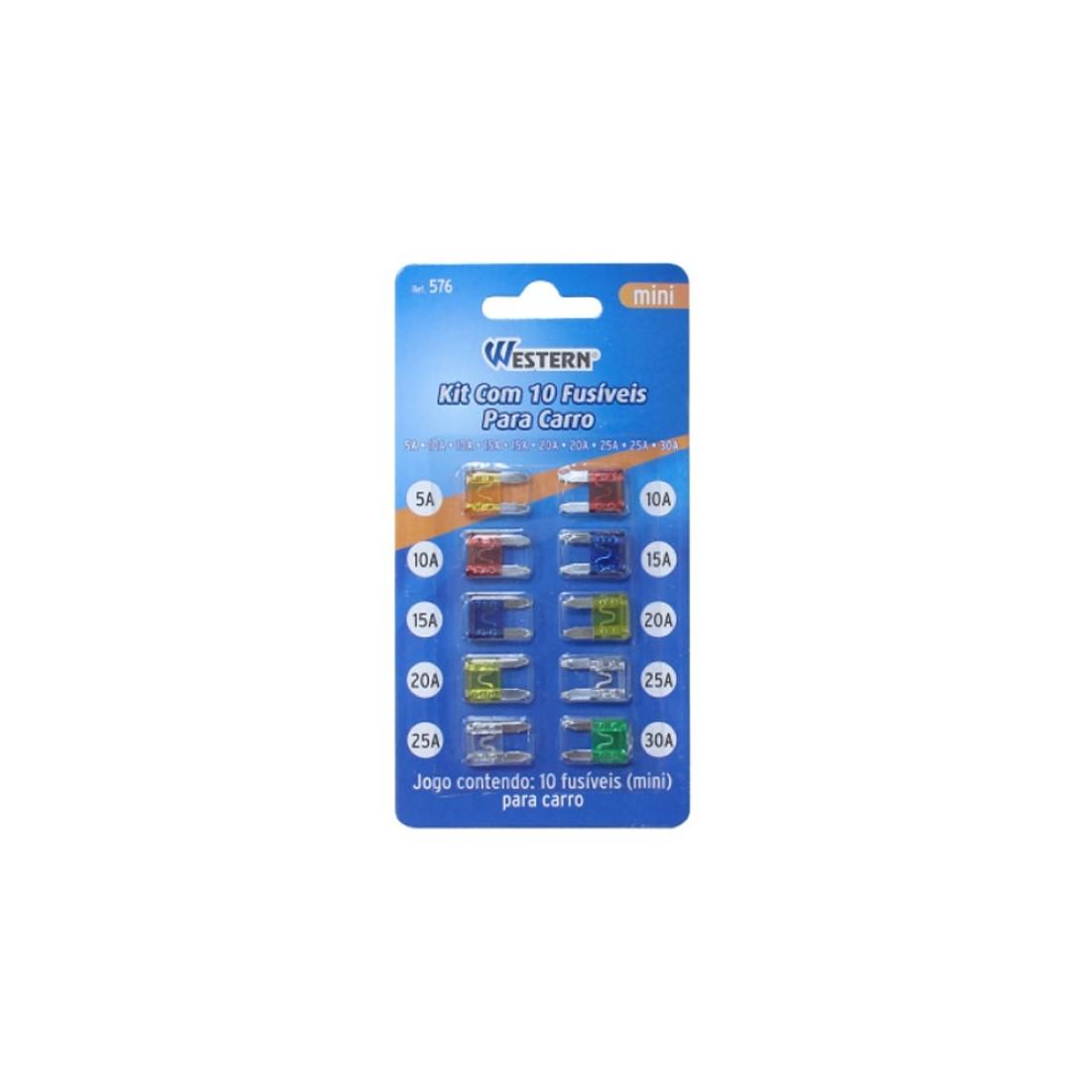 Kit 10 Mini Fusiveis Para Carro Western 576