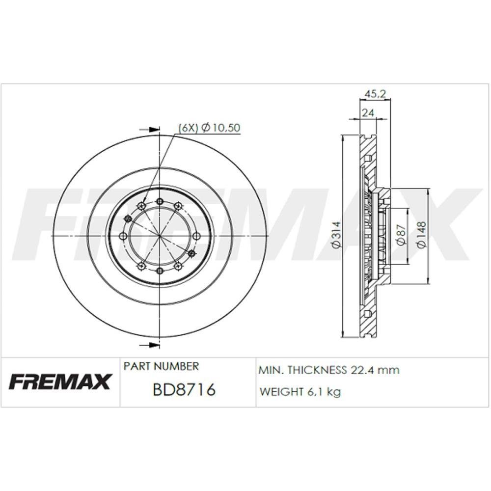 Disco De Freio Dianteiro L200 Pajero Fremax Bd8716