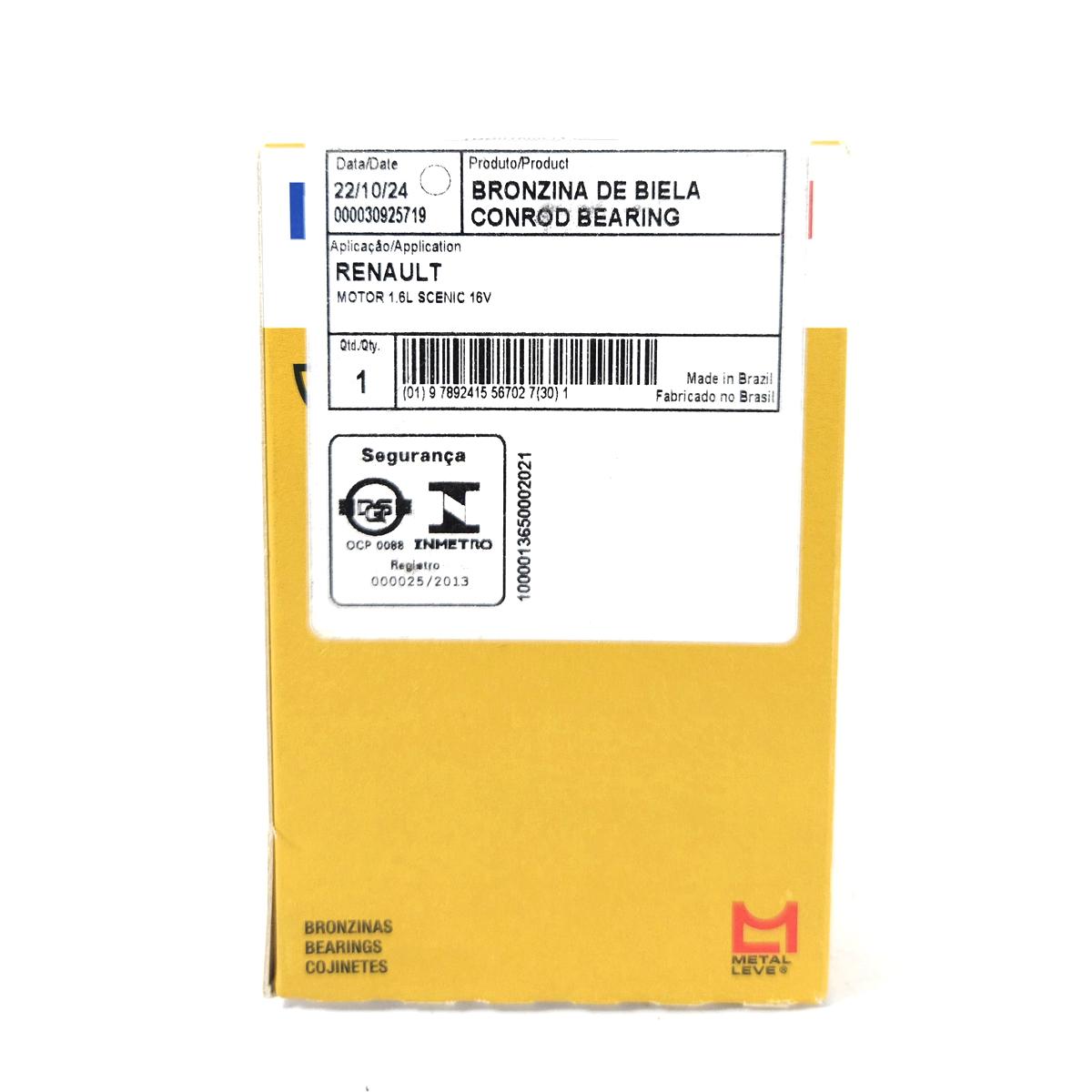 Bronzina Biela Clio Duster Sandero 1.6 Metal Leve Bb653/Std