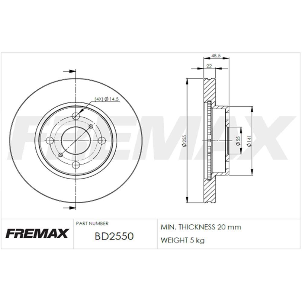 Disco De Freio Dianteiro Toyota Corolla Fremax Bd2550