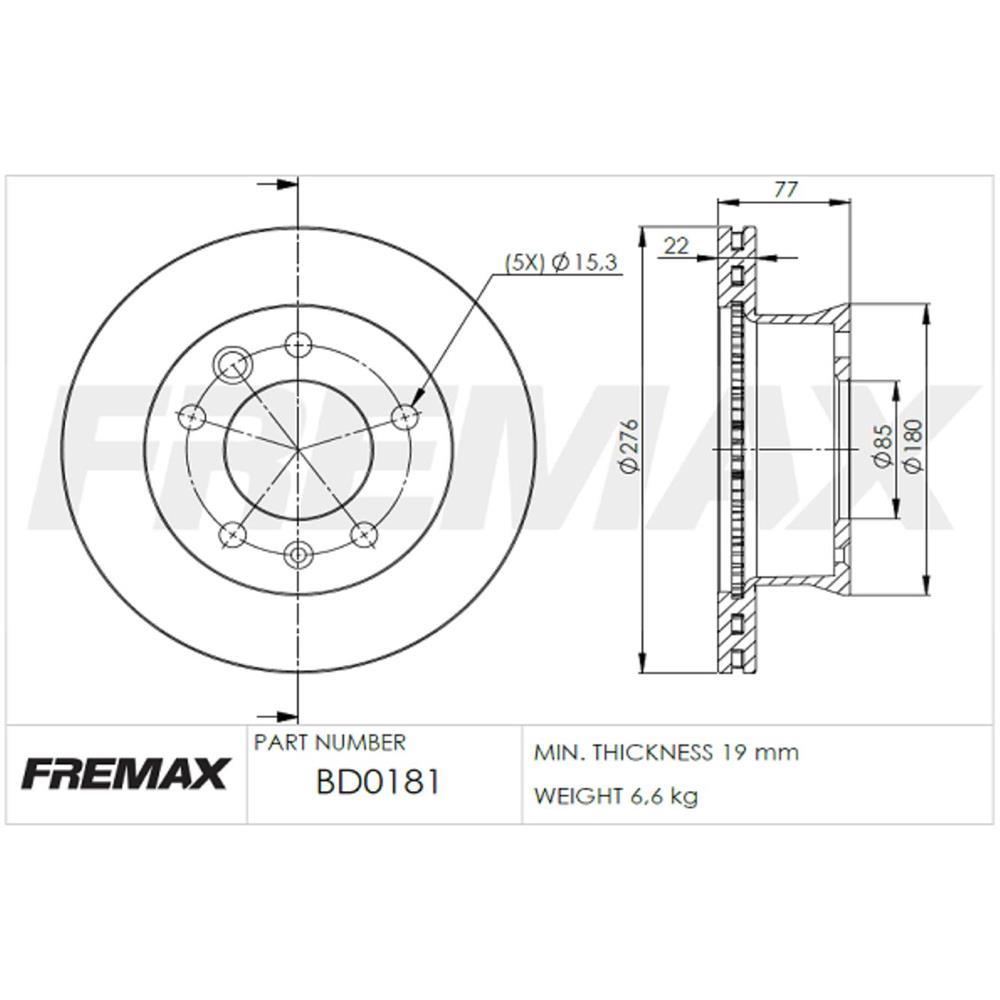 Disco De Freio Par Diant Sprinter 1997/2007 Fremax Bd0181