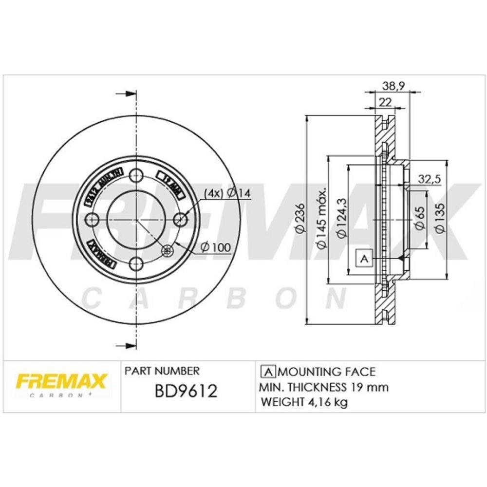 Disco De Freio Par Dianteiro Vw Up 2014 Fremax Bd9612