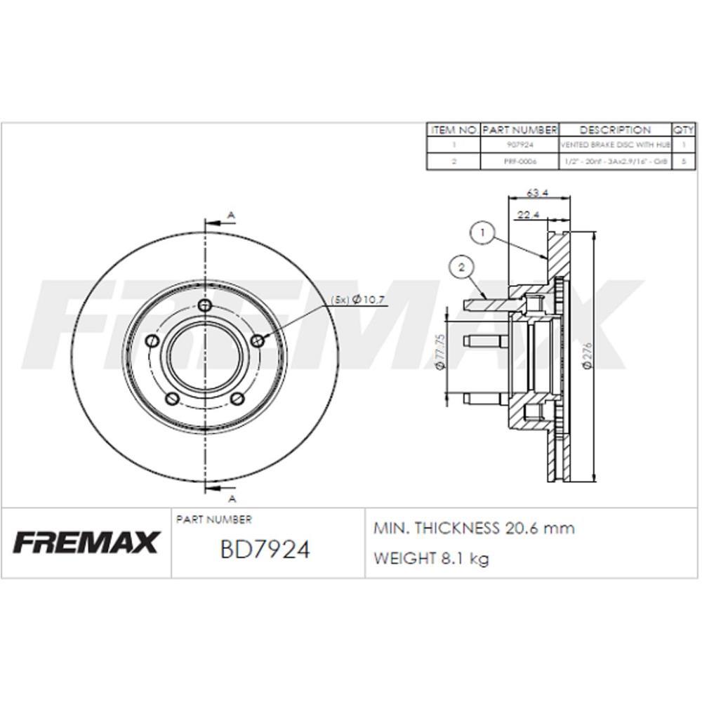 Disco De Freio Dianteiro Ford Ranger Fremax Bd7924