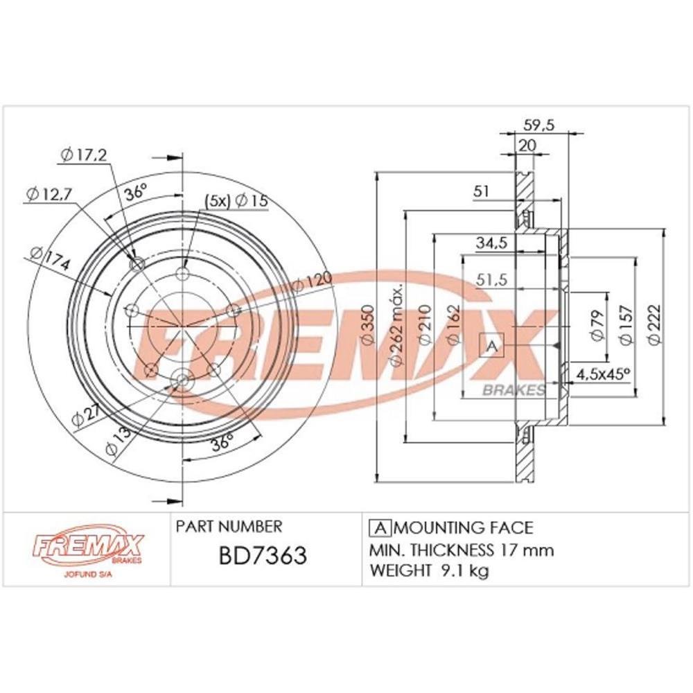 Disco Freio Traseiro Land Rover Discovery 3 4 Range Rover Sport Fremax Bd7363