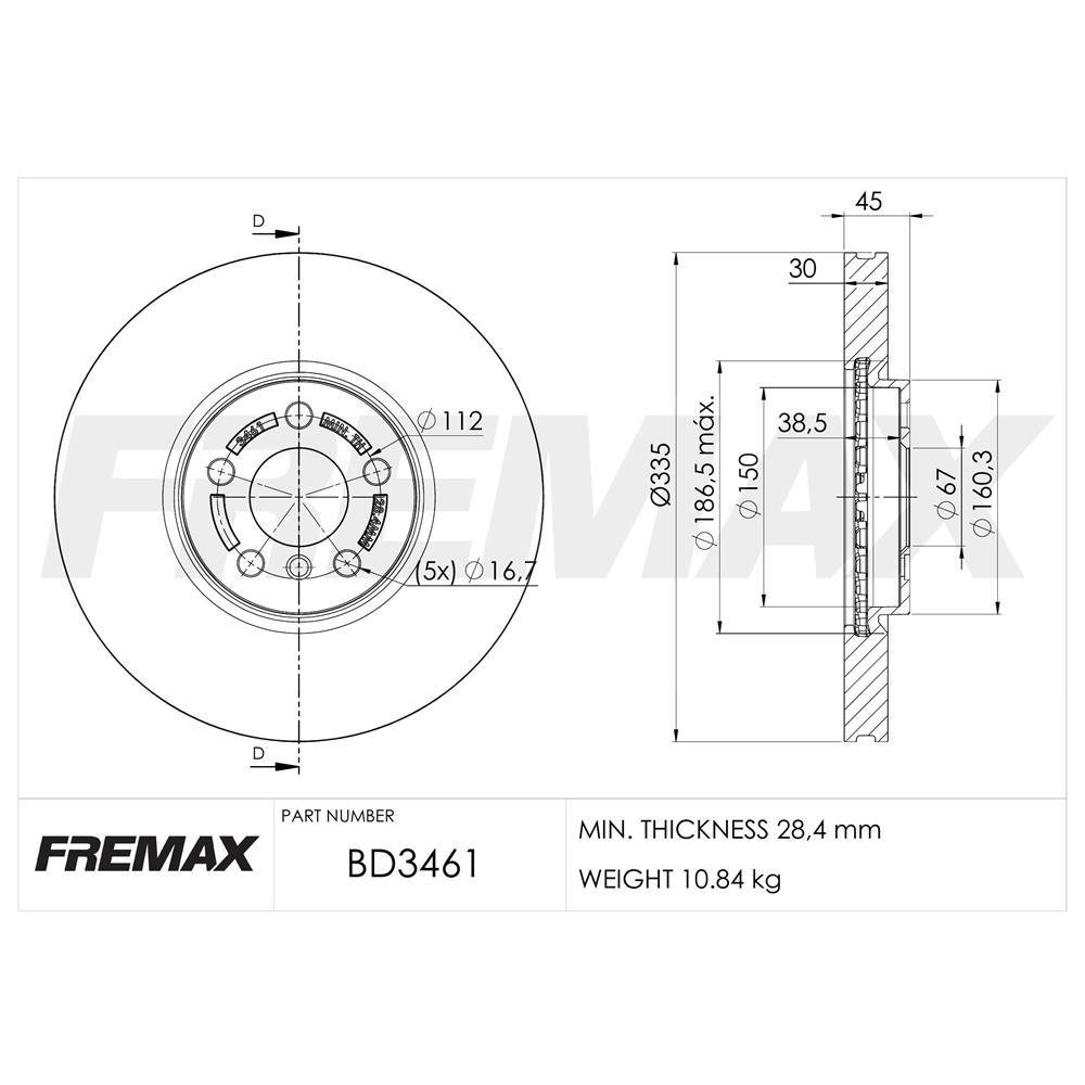 Disco Freio Dianteiro Clubman Cooper Coutryman Fremax Bd3461