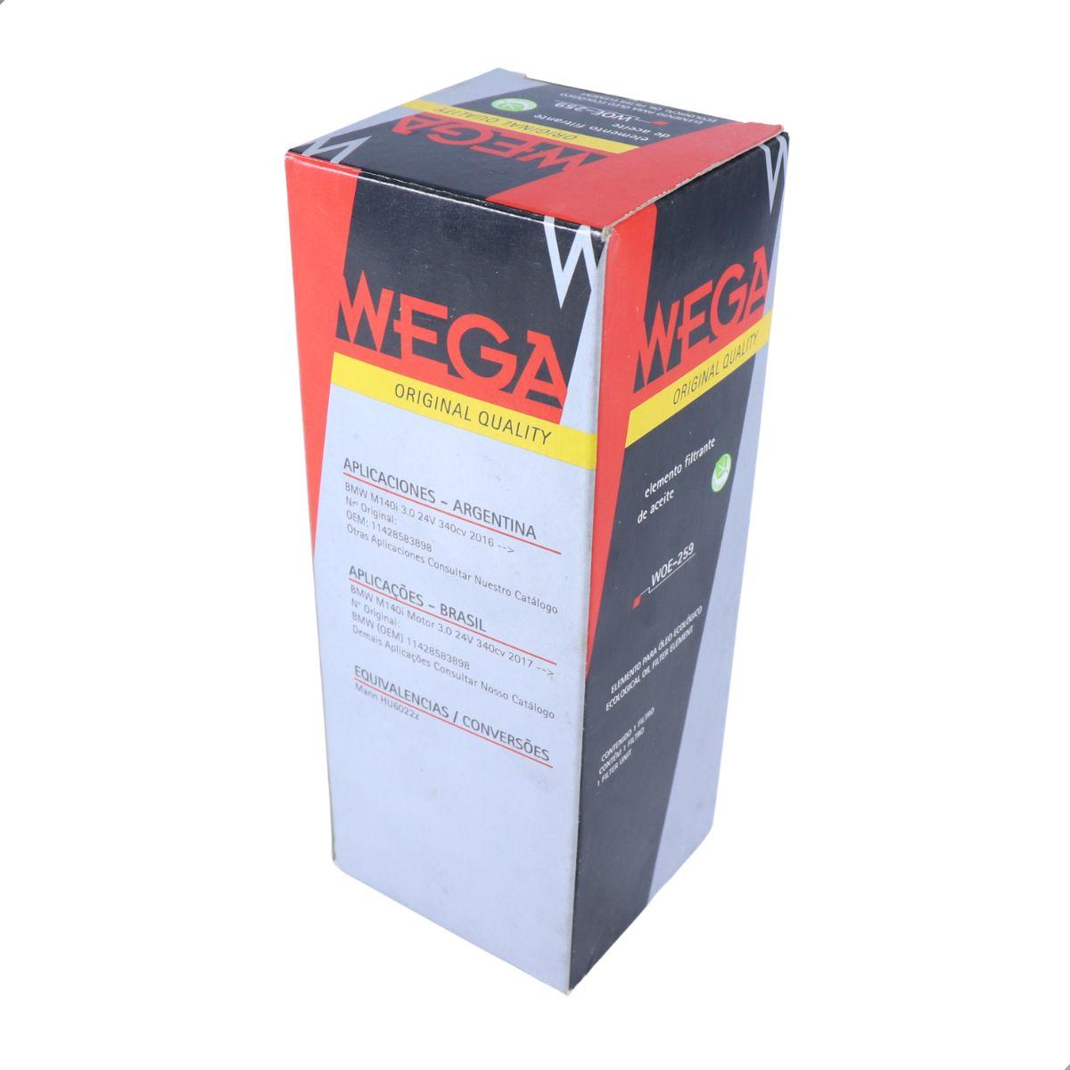 Filtro De Oleo Bmw Serie 1 3.0 2016/ Wega Woe259