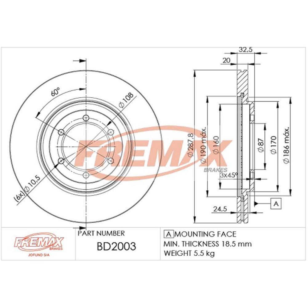 Disco Freio Dianteiro Tac Stark 2.3 2010 Fremax Bd2003