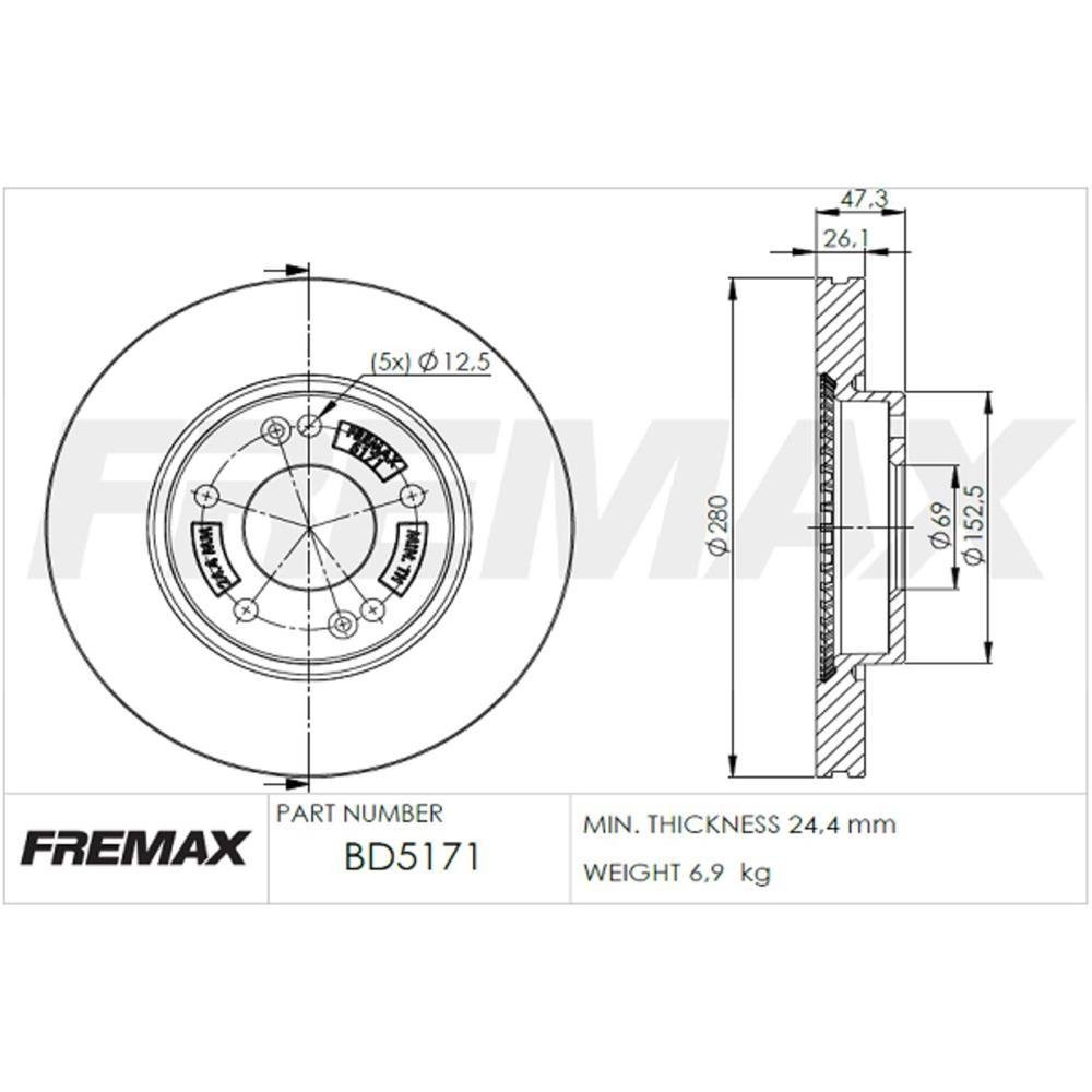 Disco De Freio Diant Sonata I30 Ix35 Sportage Fremax Bd5171