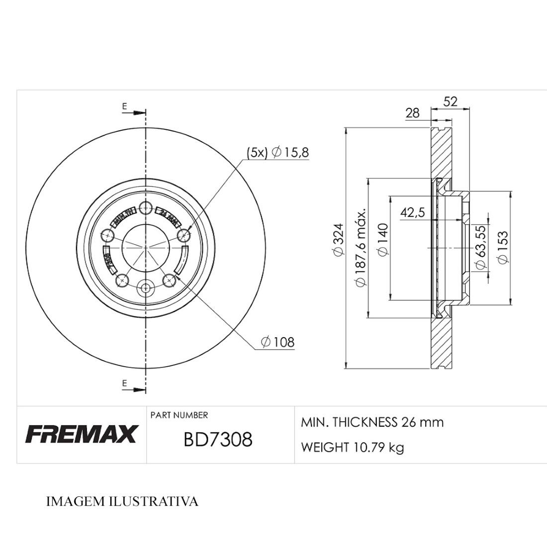 Disco Freio Dianteiro Volvo Xc60 D5 T5 T6 Fremax Bd7308