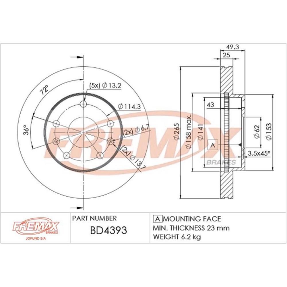 Disco Freio Dianteiro Chery Tiggo 2006 Fremax Bd4393
