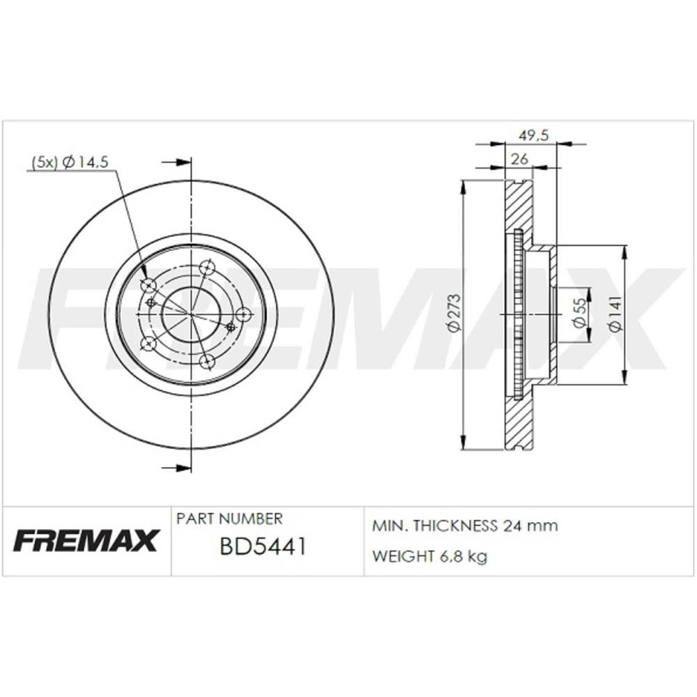 Disco De Freio Dianteiro Toyota Corolla Fremax Bd5441