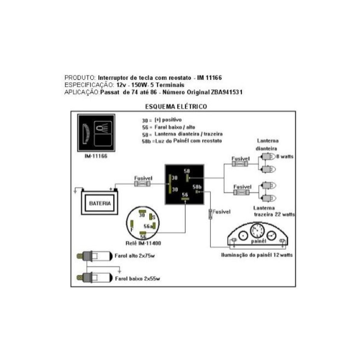 Chave Luz Passat 5 Terminais 1974 Ate 1985 Marilia Im11166