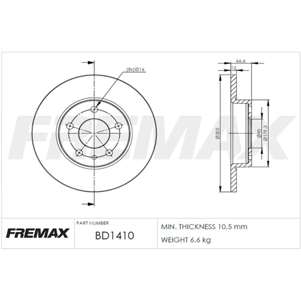 Disco Freio Traseiro Renault Master 2.5 2.8 Fremax Bd1410
