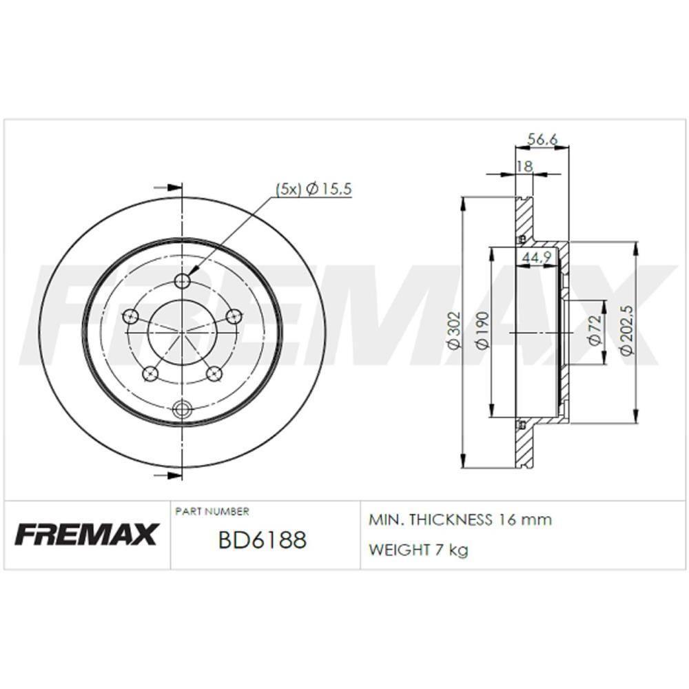 Disco Freio Traseiro Ford Edge Fremax Bd6188