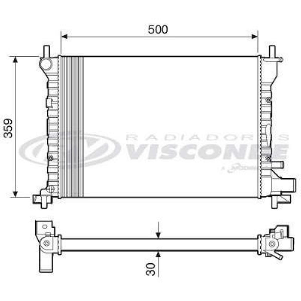 Radiador Fiesta Courier 1.4 Endura 1996/ Com Ou Sem Ar Visconde Rv2583