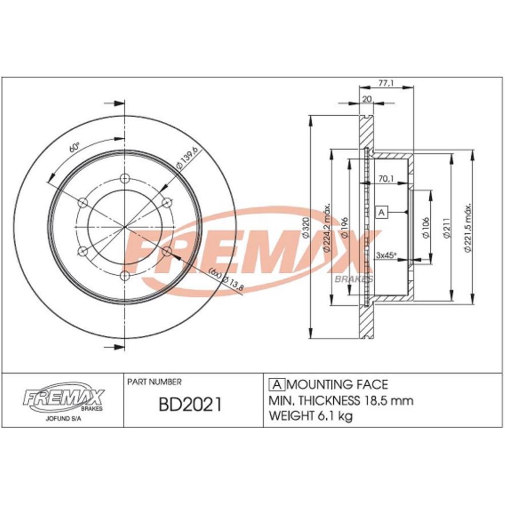 Disco De Freio Par Diant Toyota Bandeirante Fremax Bd2021